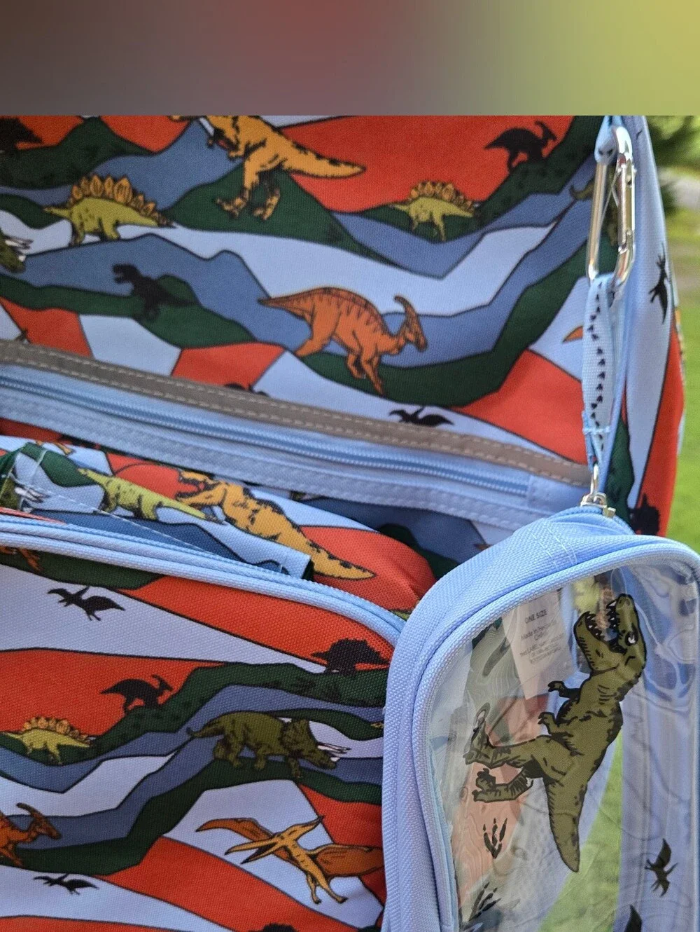 Kids Dinosaur 4pc Backpack - Matching Lunchbox, Keychain, And Pencil Pouch